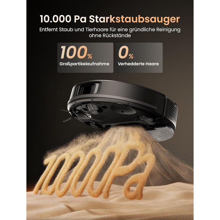 Робот-пилосос Proscenic Q20Plus з функцією миття, 10000Pa, 200хв, бездротовий, самостійна очистка, 3-в-1 для тварин, килимів, твердих поверхонь, чорний