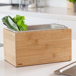 КАЗАЙ. Дизайн органічного сміттєвого бака-Holma - / 4,5 л, можна мити в посудомийній машині і виготовлено з цільного натурального дерева / кухонне відро для компосту для органічних відходів / бамбук