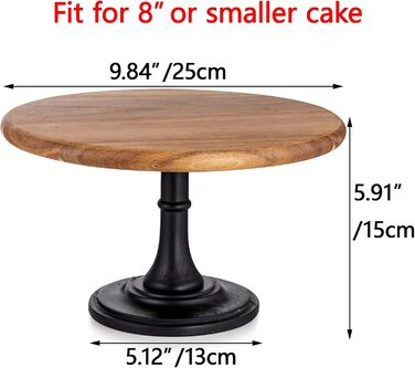Підставка для торта Nuptio Rustikaler: дерев'яна, чорна, діаметром 25 см, для весілля, дня народження, дитячого свята
