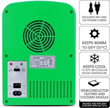 Міні-холодильник Coca Cola Sprite 4L для спальні, 6 банок: продукти, напої, діти, дім, авто, подорожі, 12V, переносний, зелений