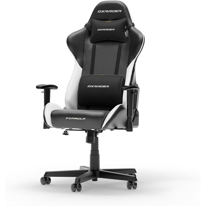 Крісло геймерське DXRacer Formula L з PVC шкірою, чорно-біле, ергономічне, для ПК (FD23)