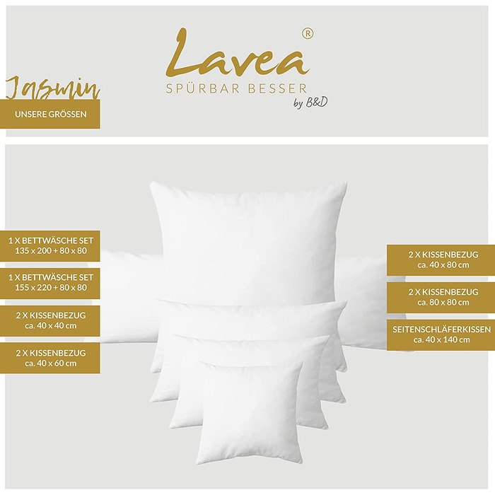 Постільна білизна Lavea 155x220, серія з 2 предметів, м'яке і затишне з жасмином-підодіяльник наволочка 80x80 - Комплекти постільної білизни на весь рік (155x220 80x80 см, капучіно)