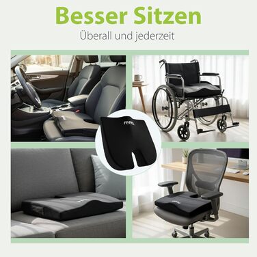 Ортопедична подушка-валик Feela® з 3 рівнями жорсткості – подушка з піною з пам'яті для корекції постави та полегшення болю в спині та сідничному нерві | Для дому, офісу, подорожей та ігрових крісел (жорстка) Чорний (80-110 кг)