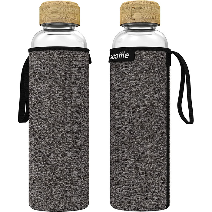 Скляна пляшка для води Spottle 750 мл з неопреновим сірим чохлом та гвинтовою кришкою