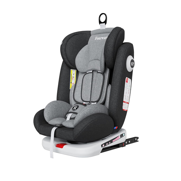 Автокрісло Fourward для дітей 0-36 кг, 360° обертання, ISOFIX, 5-точкова система безпеки, чорний колір