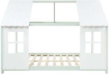 Дитяче ліжко Tostedt: ліжко-будиночок, ліжко для підлітків, ліжко-ігровий будиночок, ліжко з напіввідкритим дизайном Montessori, з масивного дерева (сосна), 120x200 см, рожево-біле