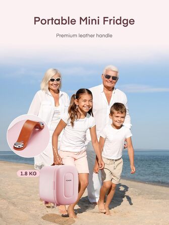 Міні холодильник FOHERE 5 літрів, USB живлення, 220V/12V, для напоїв та косметики, білий (рожевий)