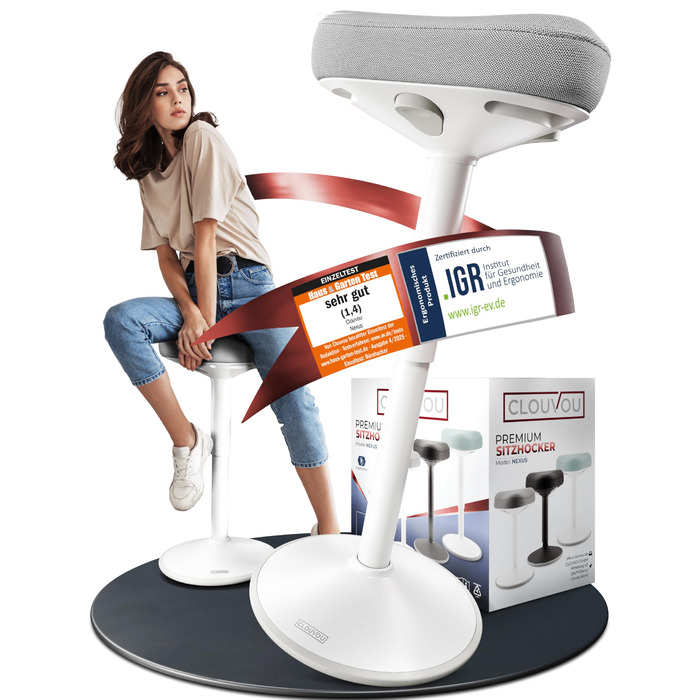 Ергономічний офісний стілець Nexus з регулюванням висоти 57-82 см, антрацит. Стілець-гойдалка для підтримки спини, ергономічна підставка для роботи стоячи