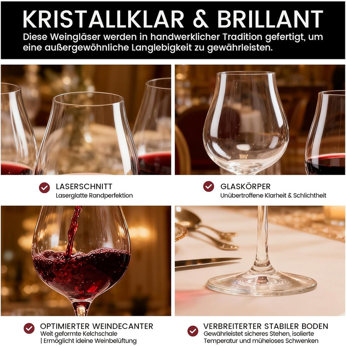 Набір келихів для вина PROST! 6 шт. 491 мл, без свинцю, для червоного та білого вина, 496 мл (набір 6 шт.)