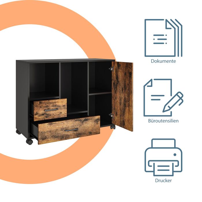 Роликовий контейнер Relaxdays з 2 висувними ящиками та 4 відділеннями