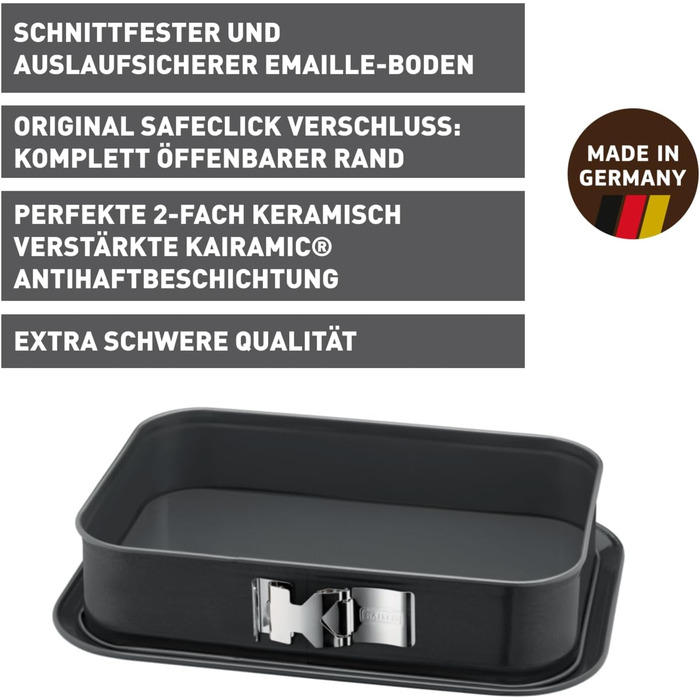 Форма для випічки Kaiser La Forme Plus прямокутна 35 x 24 см з емальованим дном, антипригарне покриття, для торту, тирамісу