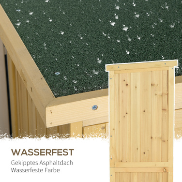 Садовий ящик Outsunny з дерева, інструментальна шатнівня, інструментальний будиночок з асфальтовим дахом, жалюзійна двері, ящик для інструментів, сарай, сад, 4 відсіки, натуральне дерево, 87 x 46,5 x 160 см