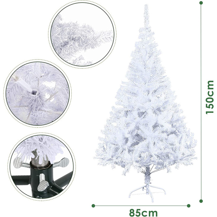 Вставка 1,2 м ялинка Різдвяна ялинка унікальне штучне штучне дерево Різдвяна прикраса вогнестійкий для різдвяного прикраси (150 см, білий)
