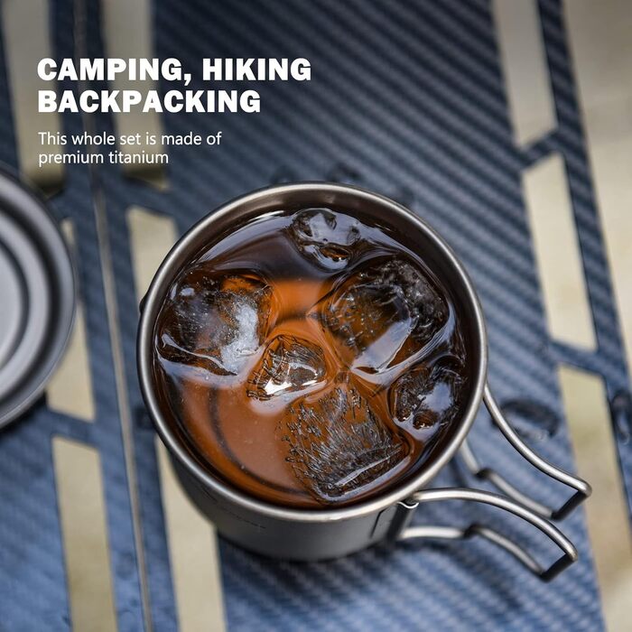 iBasingo чашка Titan 420мл з ситечком для чаю та кришкою. Легка туристична чашка з фільтром, для кемпінгу, подорожей, пікніків. Модель Ti3054D