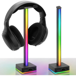 Світлодіодна світло-смуга EZDIY-FAB для навушників з кріпленням, RGB-підсвічування, 50 режимів, аксесуар для геймерського ПК, чорний