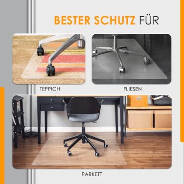 Захисна килимок для офісного крісла - міцний, для твердих підлог, антиковзаюча, легко чиститься, різні розміри, Made in Germany (118x118 см)