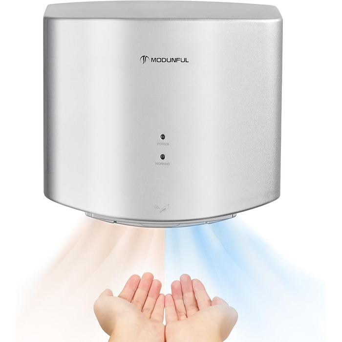 Електричний автоматичний сушар для рук, настінний, 1200W, сірий