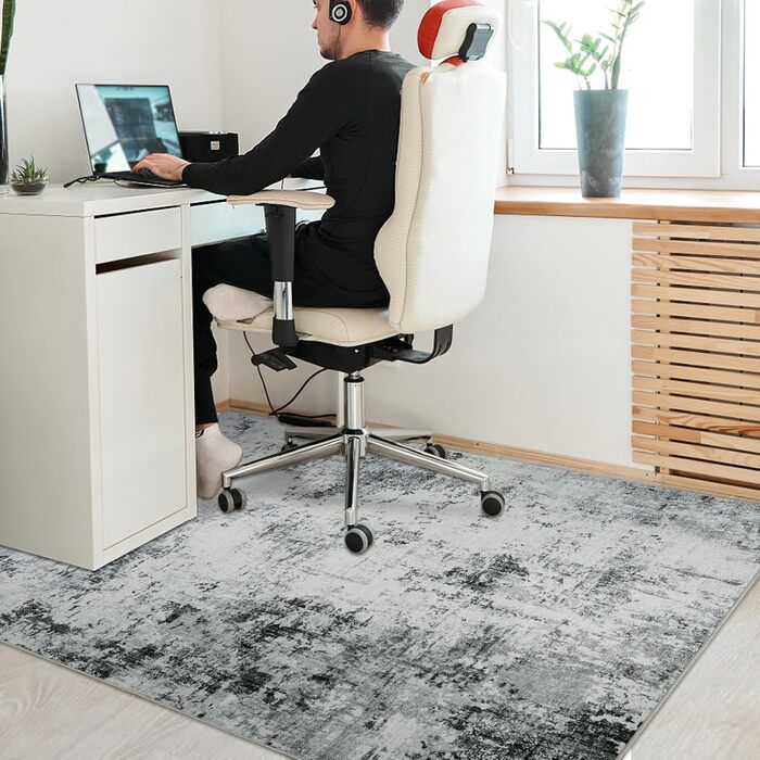 Килимок під стілець для твердої підлоги: захист від подряпин, антиковзання, 120x150 см, чорно-сірий