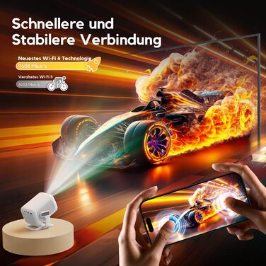 Smart проєктор AKIYO O4 з WiFi 6, Bluetooth 5.4, 4K, HDMI, USB, підтримкою PS5, автофокусом та автотрапецеїдною корекцією