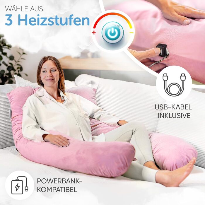 Подушка для сну на боці Lotus [З підігрівом] XXL, подушка комфорту, вагітність, подушка для годування, для кращого та здоровішого сну | (Еріка-фіолетовий)