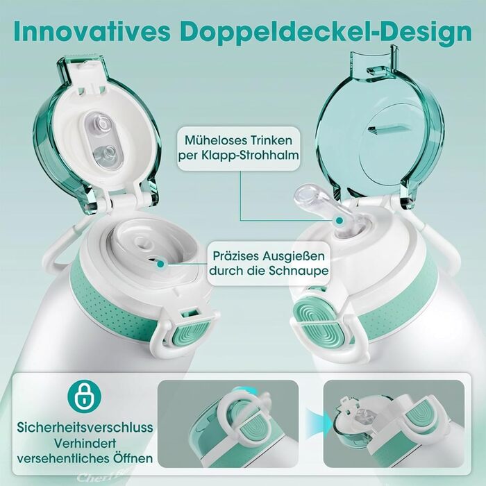 Портативний підігрівач пляшечок для дитини, швидкий нагрів, акумулятор 12000mAh, 2 режими нагріву (молоко/вода), об'єм 355мл, кришка з трубочкою