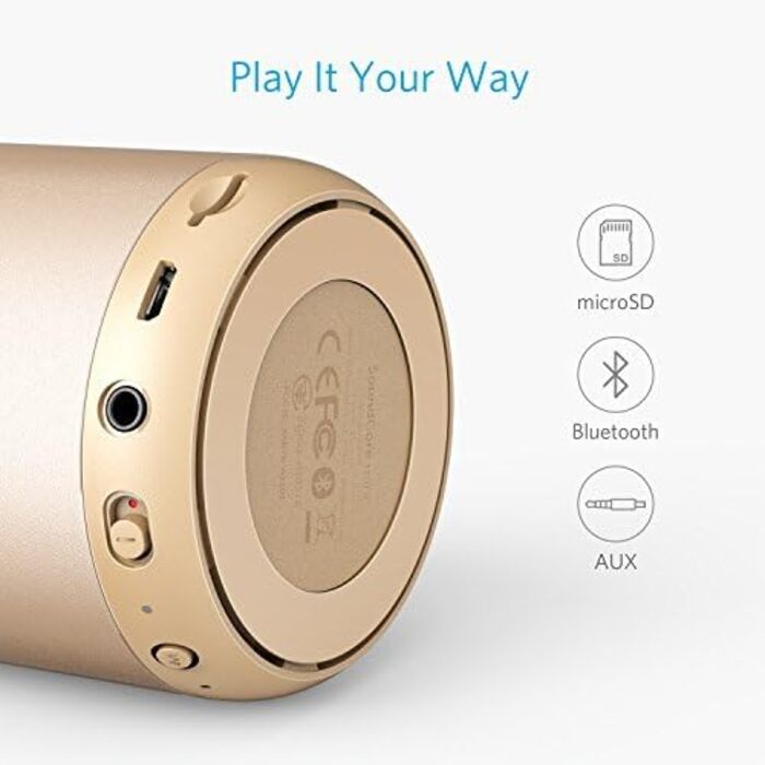 Портативна Bluetooth колонка Anker Soundcore Mini з FM радіо, 15 годин роботи та потужним басом (золота)