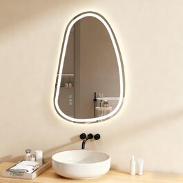 Дзеркало для ванної кімнати YOURLITE з підсвічуванням, 85x55 см, LED, сенсорне керування, 3 кольори світла, регулювання яскравості, антизапар, горизонтальне/вертикальне, IP44, білий