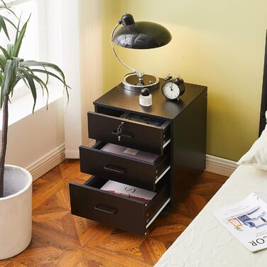 Тумба на колесах TUKAILAI з 3 висувними ящиками, з замком, для офісу, білого кольору