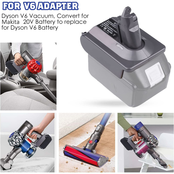 Адаптер BTRUI для Dyson V7/V8 з батареєю Makita 18V для пилососа Animal Fluffy Motorhead (MT18V7/V8)