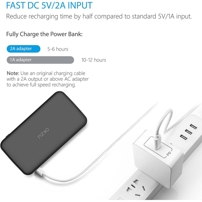 Повербанк OKZU 10 000 мАг, тонкий, легкий, USB-C, сумісний з iPhone, Samsung, Huawei.