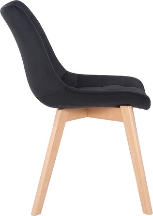 Набір з 2-х обідніх стільців Passaic з велюру, ергономічно м'яко оббиті та з прострочкою, з захистом для підлоги, витримують до 150 кг, колір: чорний