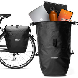 Кофр для багажника 25,4 л, 100 водонепроникний, з ручкою для перенесення та плечовим ременем, велосипедна сумка багажник, сумка багажника, велосипедні сумки задні чорні, 2Radwerk
