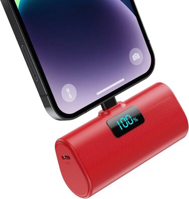 Швидка зарядка PD 20 Вт, LCD дисплей, сумісний з iPhone (червоний), 5200mAh