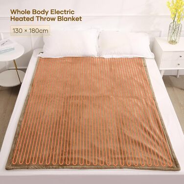 Електричний ковдрик-плед з 4 рівнями нагріву та автовимкнення через 6 годин, 130x180 см, м'який фланель, для зігрівання тіла, машинне прання
