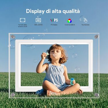 Цифрова фоторамка 15.6 дюймів з Wi-Fi, HD IPS сенсорний екран 1920x1080, 32ГБ пам'яті, підтримка Frameo App, автоматичний поворот зображення