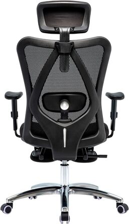 Офісне крісло Mendler HWC-J86, ергономічне, регульована поперекова підтримка, до 150 кг, чорний/оранжевий (без підніжки)