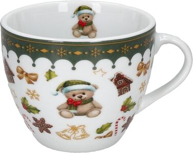MamboCat Friend - 18-ти частинний чайний сервіс для 6 осіб | Керамічний сервіс з ведмедиком, будиночком з імбирного пряника та іншими новорічними мотивами | Тріо з чашками, блюдцями та тарілками | Ідеальний для святкування Різдва