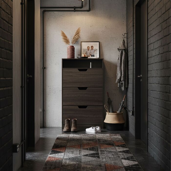 Взуттєва шафа Relaxdays з відкидною дверцями та відкритою полицею