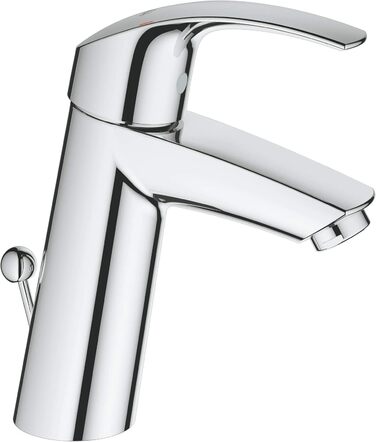 Змішувач для ванної кімнати Grohe Eurosmart, економічний, хром, з витяжною пробкою, 17 см, проста установка