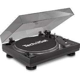 Програвач вінілу TechniSat TECHNIPLAYER LP 200 з USB, автоматичний, 33/45 об/хв, алюмінієвий диск, цифровізація, чорний, прямий привід