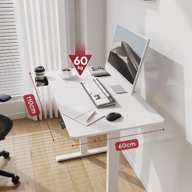Регульований стіл Sanodesk 110x60 см: електричний, з пам'яттю, ергономічний, для комп'ютера