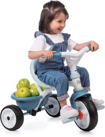 Триколісний велосипед Smoby Be Move з батьківською ручкою, ременем безпеки, металевим каркасом та педальним механізмом для дітей від 15 місяців (Блакитний)