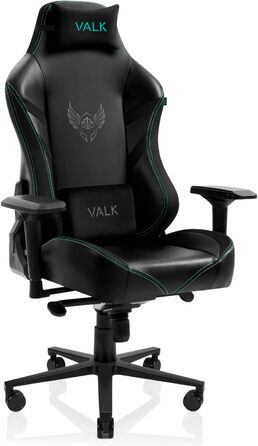 Крісло VALK Freya для геймерів та офісу: регульоване, з підлокітниками 4D, підставкою для голови та попереку, чорне, з екошкіри
