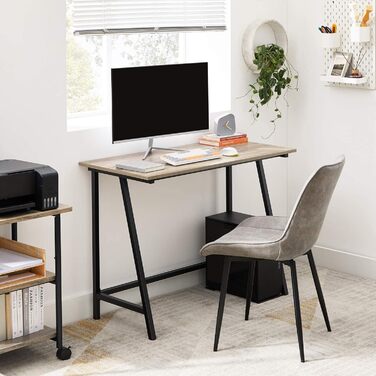 Письмовий стіл, комп'ютерний стіл, домашній офіс, офіс, кабінет, вітальня, стійка, компактна, легка збірка, промисловий дизайн, LWD40 шт. (сіро-чорний, 100 x 50 x 75 см)