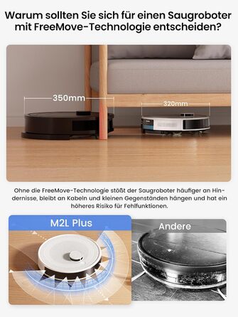 Робот-пилосос LEFANT M2Plus з функцією миття підлоги, 6000Pa, LiDAR-навігація, самоочищення, для видалення шерсті тварин, білий (M2L Plus)