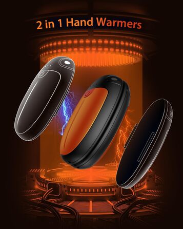 Електричні грілки для рук VTHW, набір 2 шт. - 20 годин тепла, USB, 3 температурні режими, для спорту та Raynaud's, помаранчевий