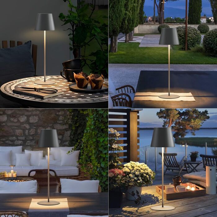 MALUX 2 шт. LED настільна лампа бездротова з сенсором, для дому та вулиці, перезаряджувана, з таймером, 3 режими температури, регулювання яскравості, чорний колір