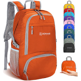 Легкий складной рюкзак ZOMAKE - упаковваеме рюкзаки об'ємом 30 л, невеликі складні рюкзаки, похідний рюкзак, сумка для жінок і чоловіків, походи на відкритому повітрі (помаранчевий)