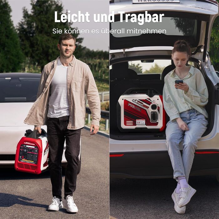 Інверторний генератор maXpeedingrods 2000W: бензиновий, 4-тактний, з USB та 230V, цифровий дисплей, для кемпінгу та подорожей