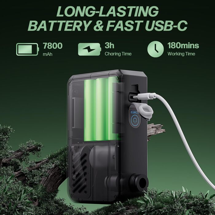 Митрікс Портативна душова система для кемпінгу: 10 л/хв, акумулятор 7800mAh, 4 режими, IPX8, для подорожей, автомийки, чорна